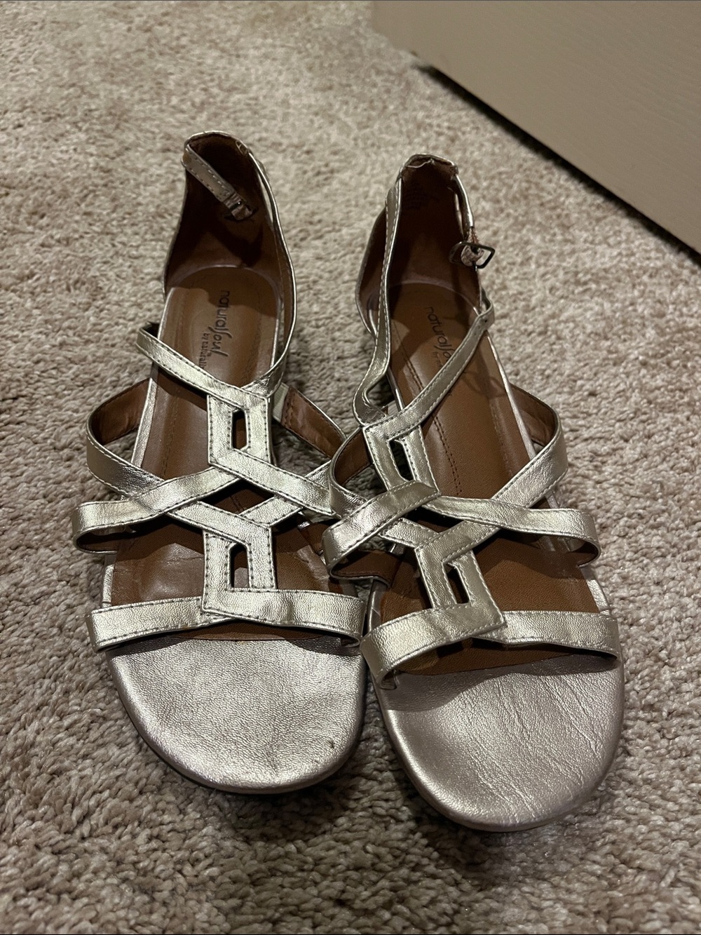 Natural Soul by Naturalizer Metallic Silver Strappy Women's Sandals